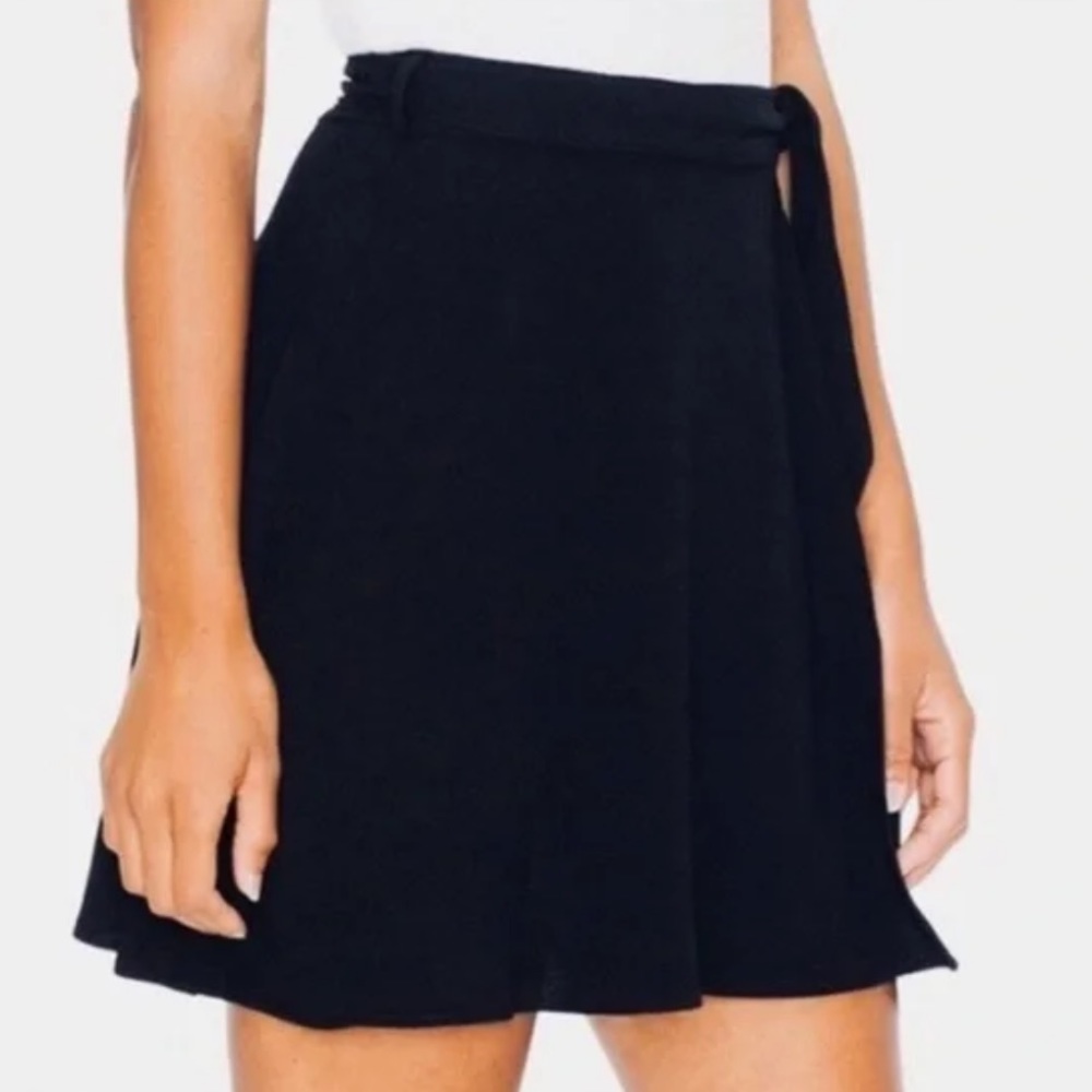 American apparel black crepe wrap skirt above knee length